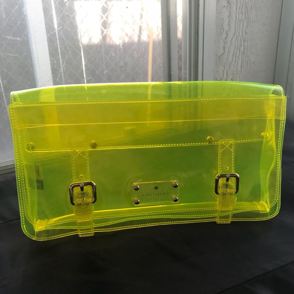 KATE SPADE See-through Neon Yellow Clutch! RARE!👽 - Picture 3 of 7